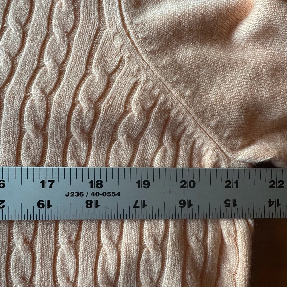 E.S. Sutton Inc. Women's Soft‎ V-Neck Pullover Apricot Cable Knit Sweater Sz XL